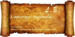 Lamberger Bendegúz névjegykártya